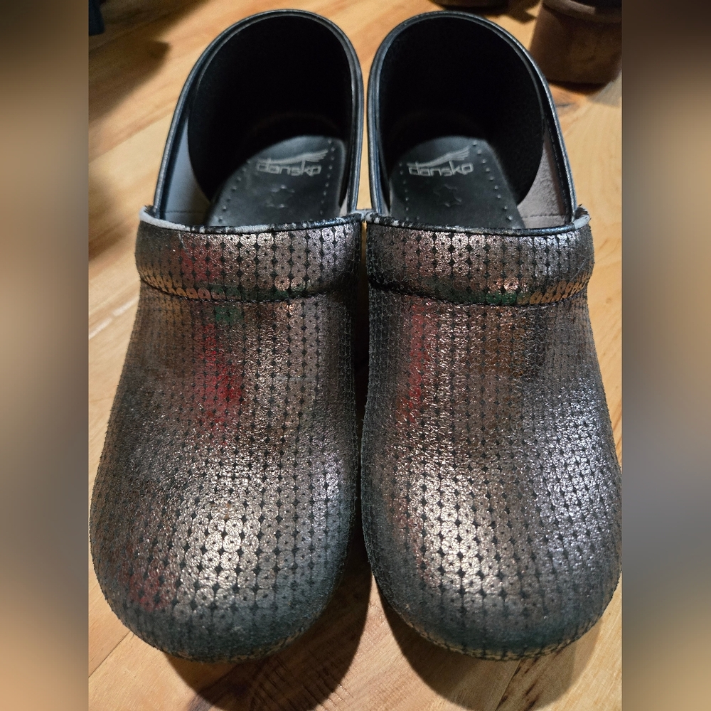 Dansko Shimmering Black Clogs